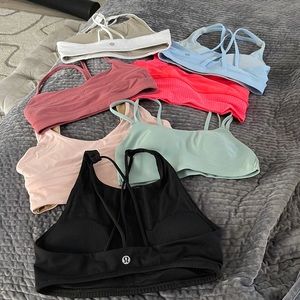 Lululemon sports bras. 2 bras worn 1 time. All others are never worn.